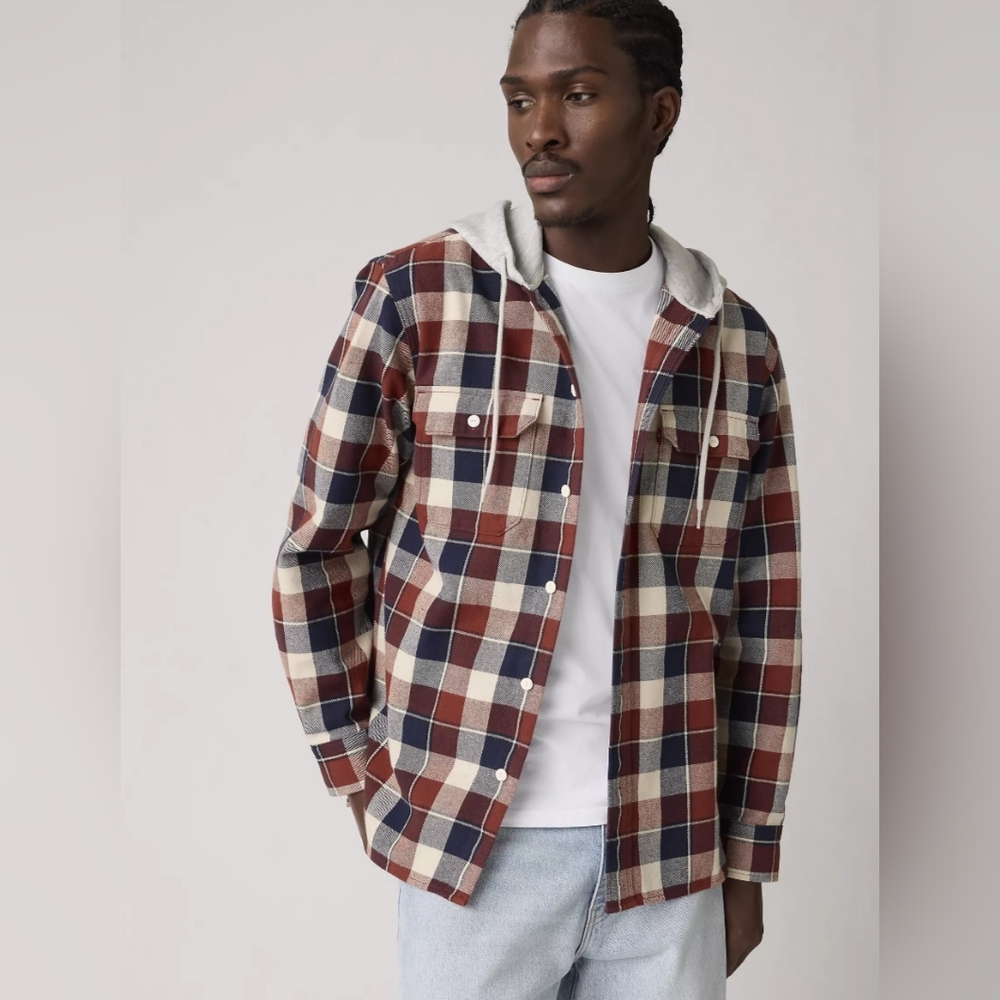 PLAID HOODED CLASSIC WORKER SHIRT